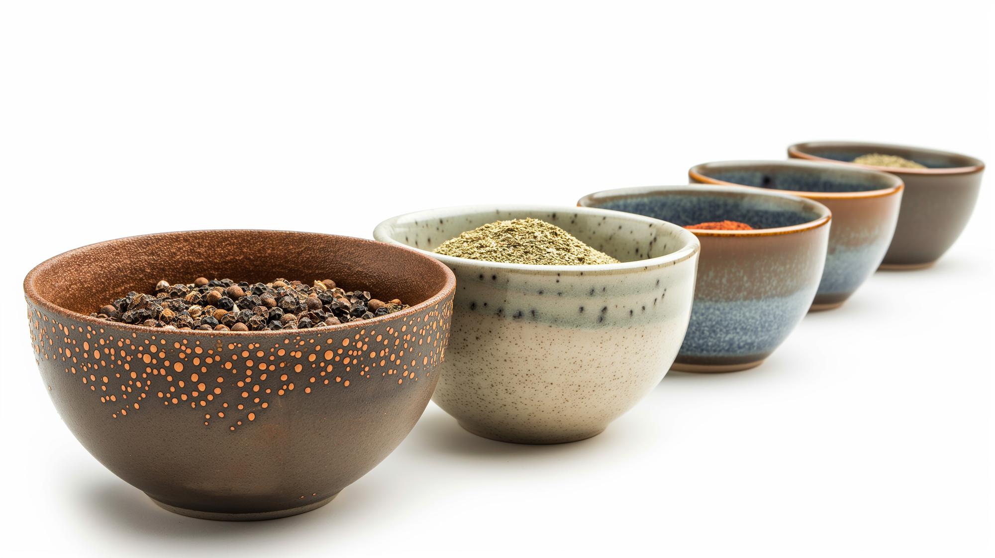 Zestaw przypraw w ceramicznych miseczkach